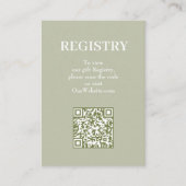 Eleganter Hellgrüner Hochzeitswunschliste QR-Code Begleitkarte (Vorderseite)