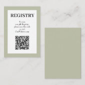 Eleganter Hellgrüner Hochzeitswunschliste QR-Code Begleitkarte (Vorne/Hinten)
