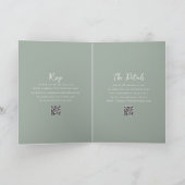 Eleganter hellgrüner QR-Code Moderne Hochzeit Einladung (Innenseite)