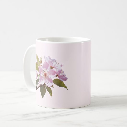 Eleganter, hellrosa Apple Blossom Personalisierter Kaffeetasse (Vorderseite Links)