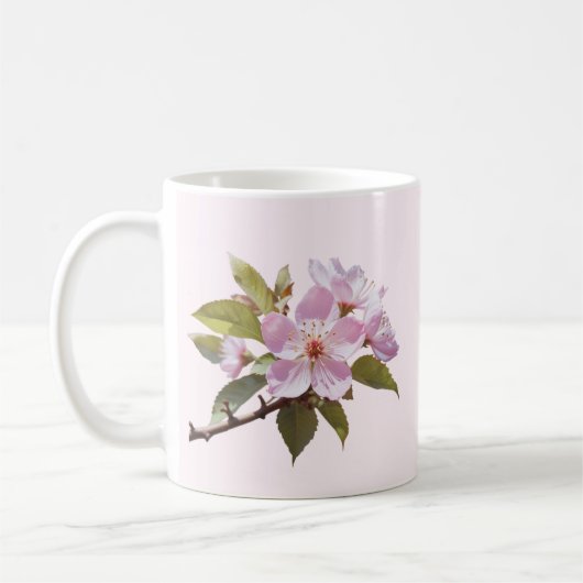 Eleganter, hellrosa Apple Blossom Personalisierter Kaffeetasse (Links)