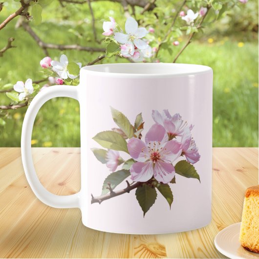 Eleganter, hellrosa Apple Blossom Personalisierter Kaffeetasse