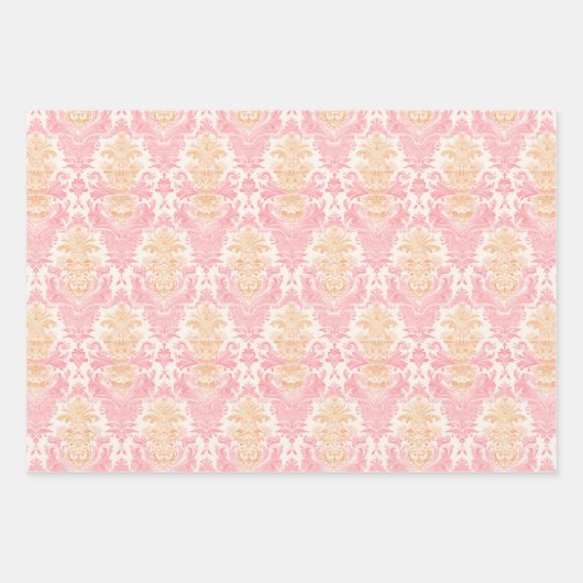 Eleganter hellrosa Damask Geschenkpapier Set (Vorderseite 2)