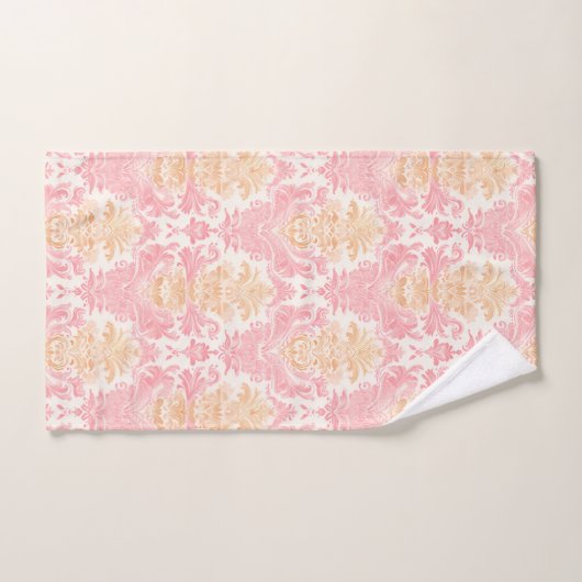 Eleganter hellrosa Damask Handtuch (Handtuch)