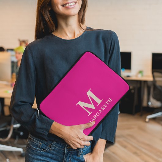 Eleganter, hellrosa Monogramm-Laptop-Sieb Laptopschutzhülle
