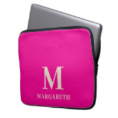 Eleganter, hellrosa Monogramm-Laptop-Sieb Laptopschutzhülle (Vorderseite Links)