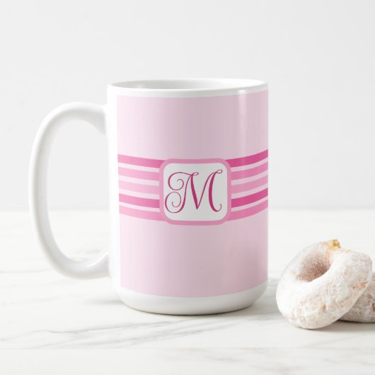Eleganter hellrosa Streifen Kaffeetasse (Mit Donut)