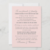 Eleganter, hellrosa und graue Wedding Gast Dankeskarte (Vorderseite)