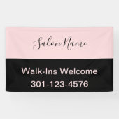 Eleganter, hellrosa und schwarz-Script-Salon Banner (Horizontal)