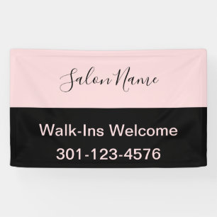 Eleganter, hellrosa und schwarz-Script-Salon Banner