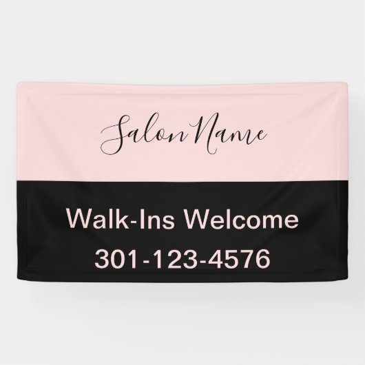 Eleganter, hellrosa und schwarz-Script-Salon Banner (Horizontal)