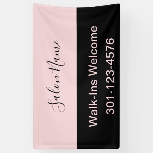 Eleganter, hellrosa und schwarz-Script-Salon Banner (Vertikal)
