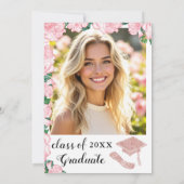 Eleganter, hellrosa und weißer Abschluss Einladung (Rückseite)