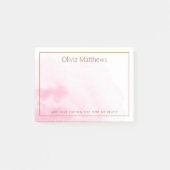 Eleganter hellrosa Wasserfarbe-Name-Text Post-it Klebezettel (Vorderseite)