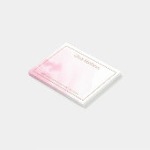 Eleganter hellrosa Wasserfarbe-Name-Text Post-it Klebezettel (angewinkelt)