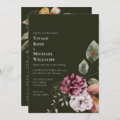 Eleganter Herbst - alles in einer Burgunder Hochze Einladung (Vorne/Hinten)