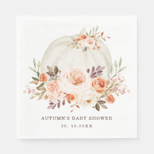 Eleganter Herbst-Blumen-Kürbis-Baby-Party-Geburtst Serviette