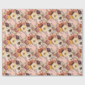 Eleganter Herbst Blütenstaub Burgund Geschenkpapier (Flach)