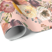 Eleganter Herbst Blütenstaub Burgund Geschenkpapier (Rolleneckpunkt)