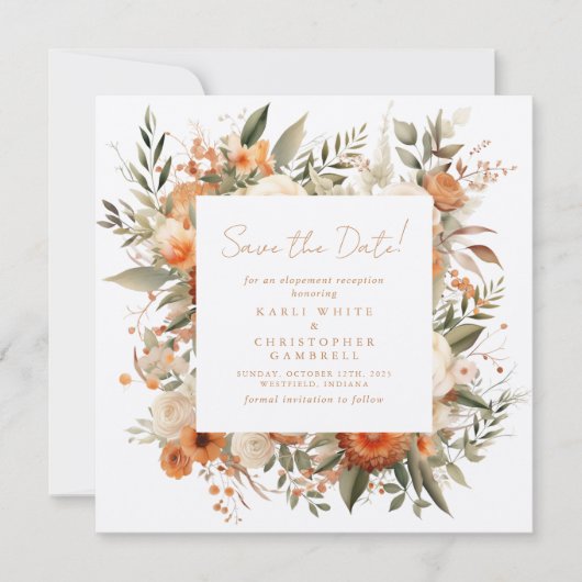 Eleganter Herbst Botanisches Flora Save the Date (Vorderseite)