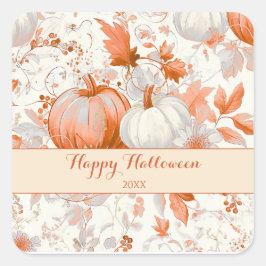 Eleganter Herbst-Chinoiserie-Halloween  Quadratischer Aufkleber