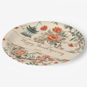 Eleganter Herbst-Chinoiserie Thanksgiving  Pappteller (Schrägansicht)