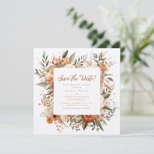 Eleganter Herbst-Empfang Save the Date (Stehend Vorderseite)