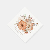 Eleganter Herbst-Florals-Namen Datum Hochzeit Serviette (Ecke)