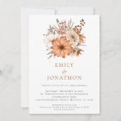 Eleganter Herbst-Florals QR-Code Hochzeit Einladung (Vorderseite)