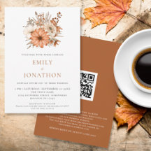 Eleganter Herbst-Florals QR-Code Hochzeit