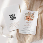 Eleganter Herbst-Florals QR-Code Hochzeit Einladung