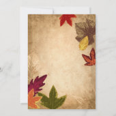 Eleganter Herbst hinterlässt rustikale Hochzeit im Einladung (Rückseite)