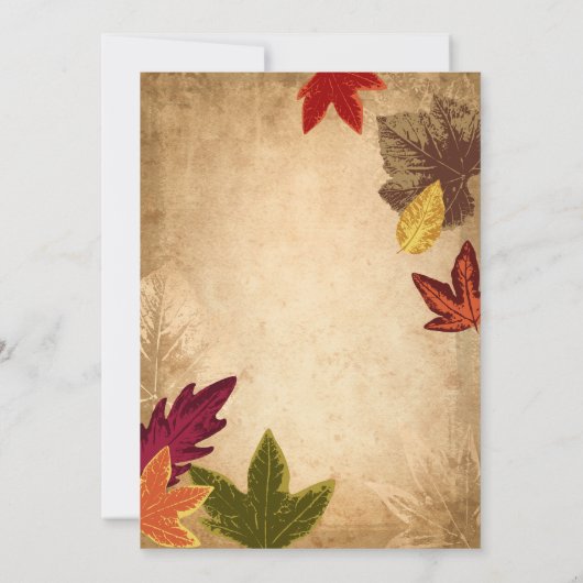 Eleganter Herbst hinterlässt rustikale Hochzeit im Einladung (Rückseite)