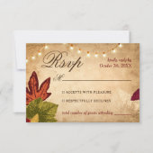 Eleganter Herbst hinterlässt rustikale Hochzeit im RSVP Karte (Vorderseite)