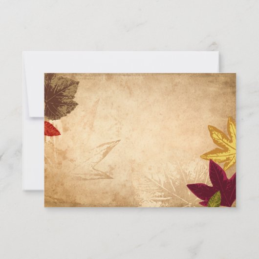 Eleganter Herbst hinterlässt rustikale Hochzeit im RSVP Karte (Rückseite)
