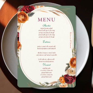 Eleganter Herbst-Hochzeit mit orangefarbenem Salbe Menükarte