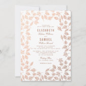 Eleganter Herbst lässt Kupfer Hochzeit Einladung (Vorderseite)