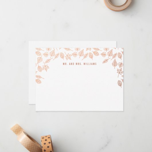 Eleganter Herbst lässt Kupfer maßgeschneiderte Sta Mitteilungskarte (Vorderseite/Rückseite Beispiel)