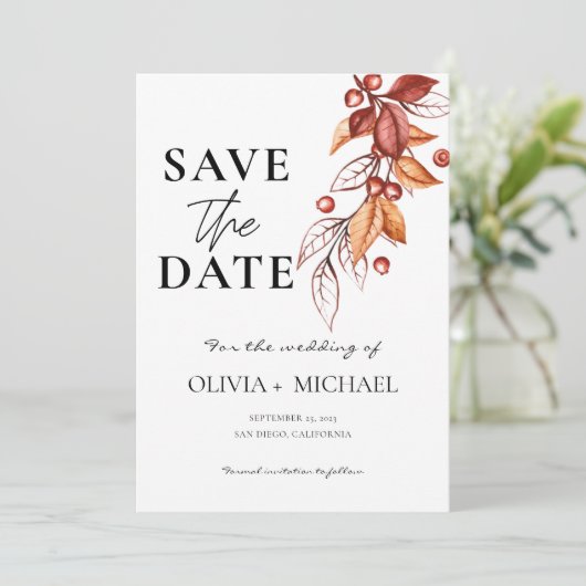 Eleganter Herbst Moderne Wasserwelt Sass Café - Wi Save The Date (Stehend Vorderseite)