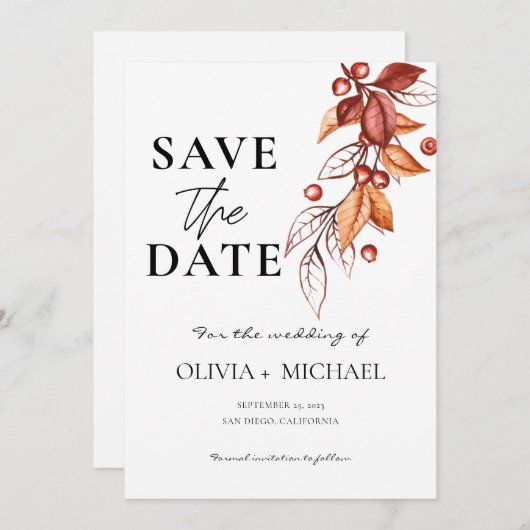 Eleganter Herbst Moderne Wasserwelt Sass Café - Wi Save The Date (Vorne/Hinten)