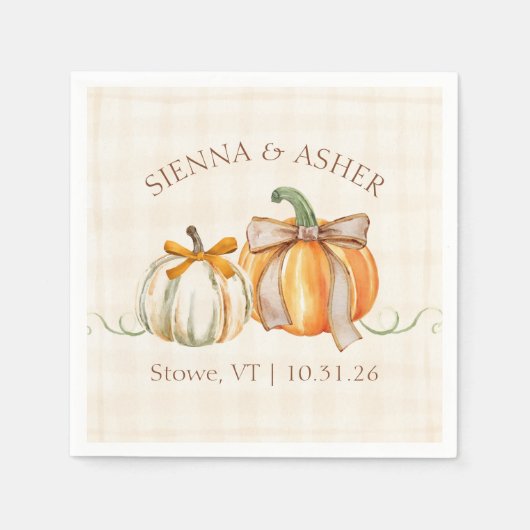 Eleganter Herbst Personalisiert Rustikale Hochzeit Serviette (Vorderseite)