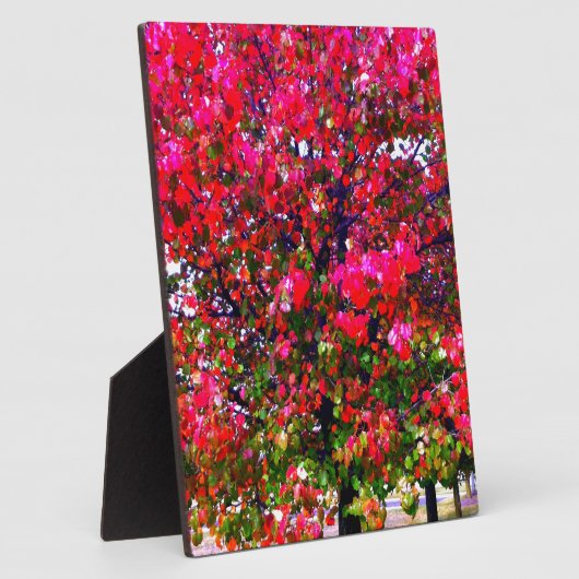 Eleganter Herbst Rosa impressionistische Bäume Fotoplatte (Seite)