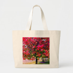 Eleganter Herbst Rosa impressionistische Bäume Jumbo Stoffbeutel