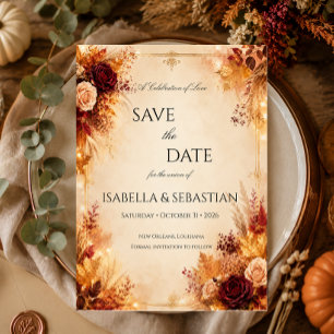 Eleganter Herbst  Rustikale Boho-Hochzeit im Herbs Save The Date