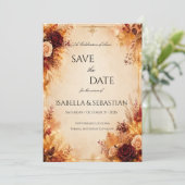 Eleganter Herbst| Rustikale Boho-Hochzeit im Herbs Save The Date (Stehend Vorderseite)