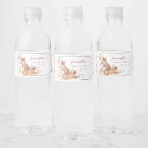 Eleganter Herbst-Terrakotta-Baby-Fuchs-Kürbis Wasserflaschenetikett