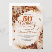 Eleganter Herbst und gebrannte orangefarbene Blätt Einladung (Vorne/Hinten)