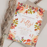 Eleganter Herbst Wasserfarbe Flora 50 Geburtstag Einladung<br><div class="desc">Feiern Sie stilvoll mit unseren hellen und kühnen 50. Geburtstagsparty Einladungen. Mit unseren atemberaubenden Aquarellblumen-Einladungen im Herbst können Sie 50 in den Herbstfarben drehen. Bestellen Sie jetzt und machen Sie aus Ihrem fünfzigsten Geburtstag einen unvergesslichen!</div>