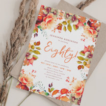 Eleganter Herbst Wasserfarbe Flora 80 Geburtstag