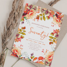 Eleganter Herbst Wasserfarben Flora 70 Geburtstag